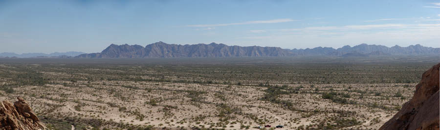 Tinajas Altas panoramic view toward the Cabeza Prieta Mountains