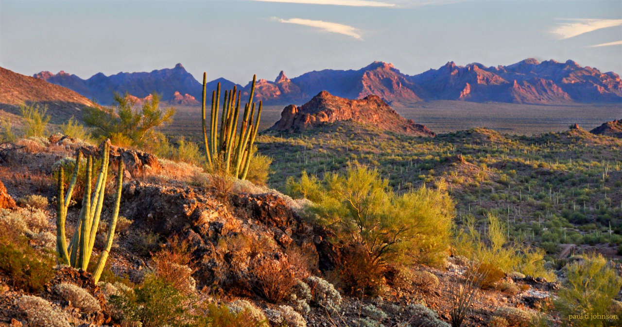 Paul Johnson 'Last Light in the Ajo Mountains' sunset panorama